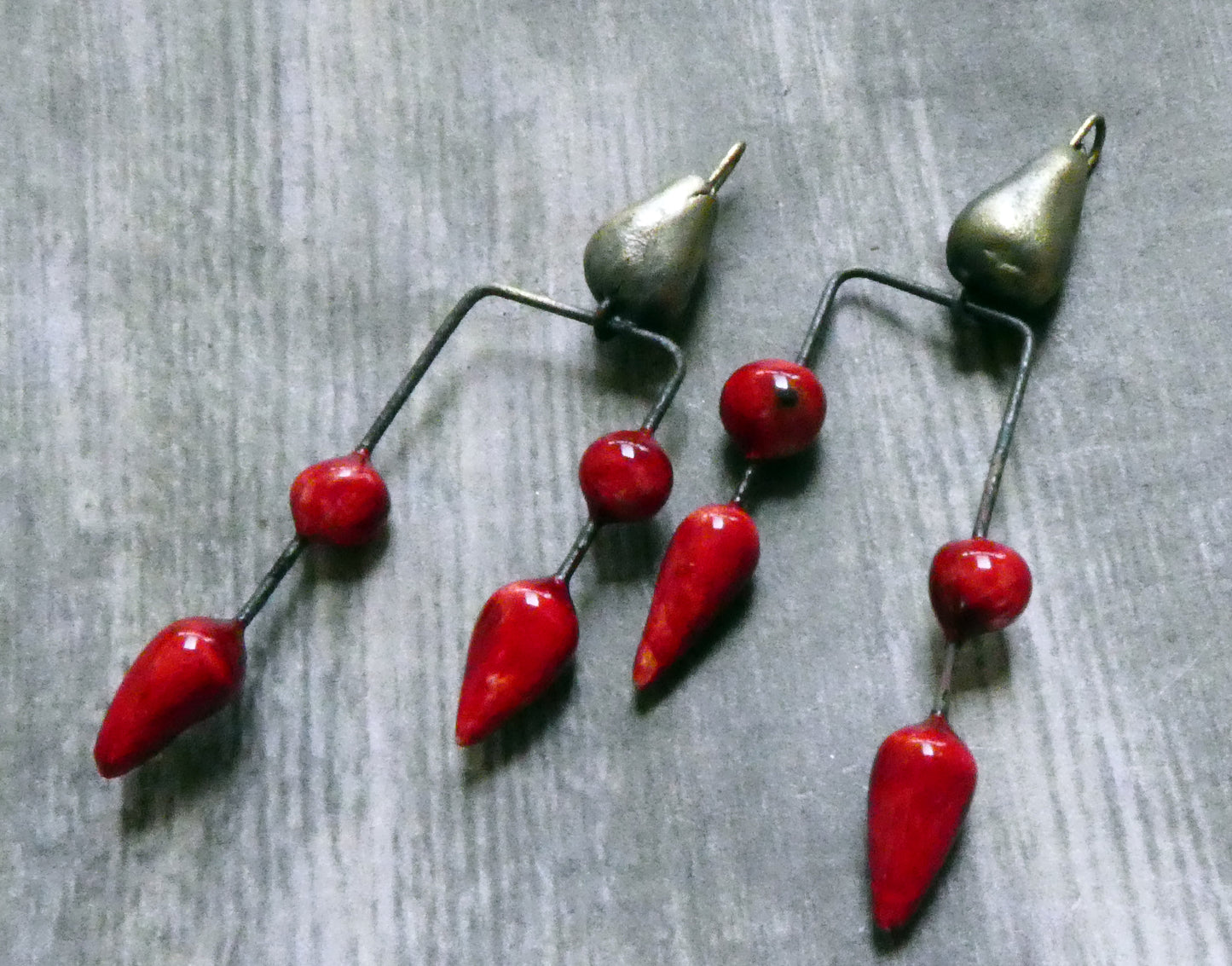 Ceramic Bobbly Dangles - Red