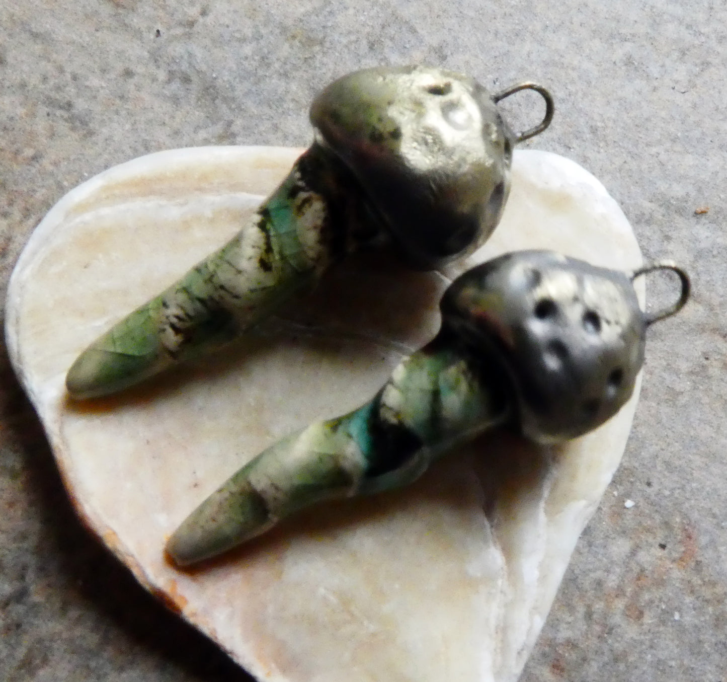 Ceramic Sea Creature Earring Charms -Green Tea