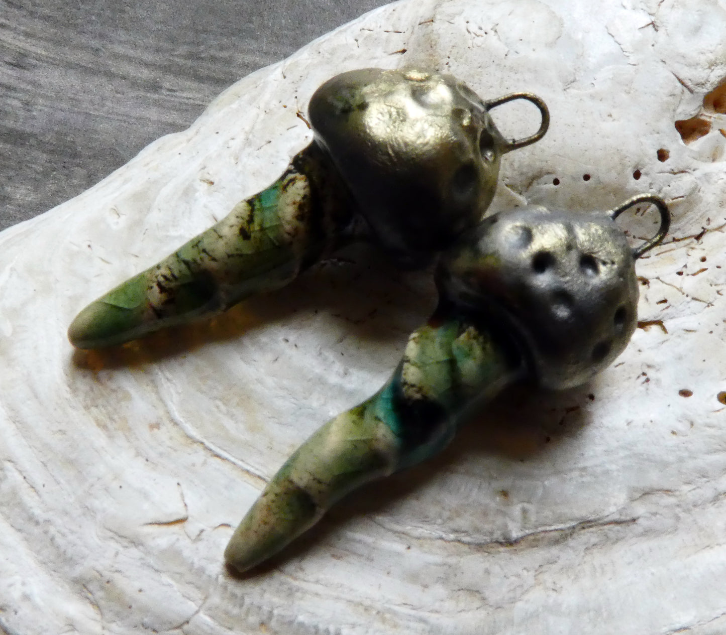 Ceramic Sea Creature Earring Charms -Green Tea