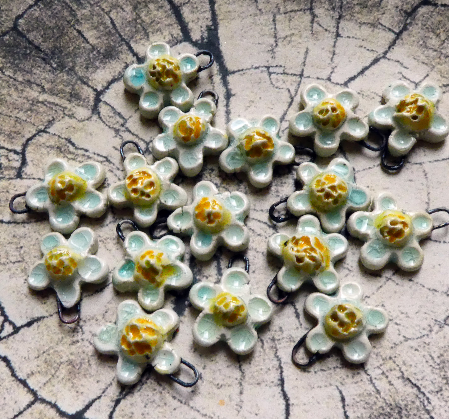 Ceramic Wild Strawberry Flower Earring Charms