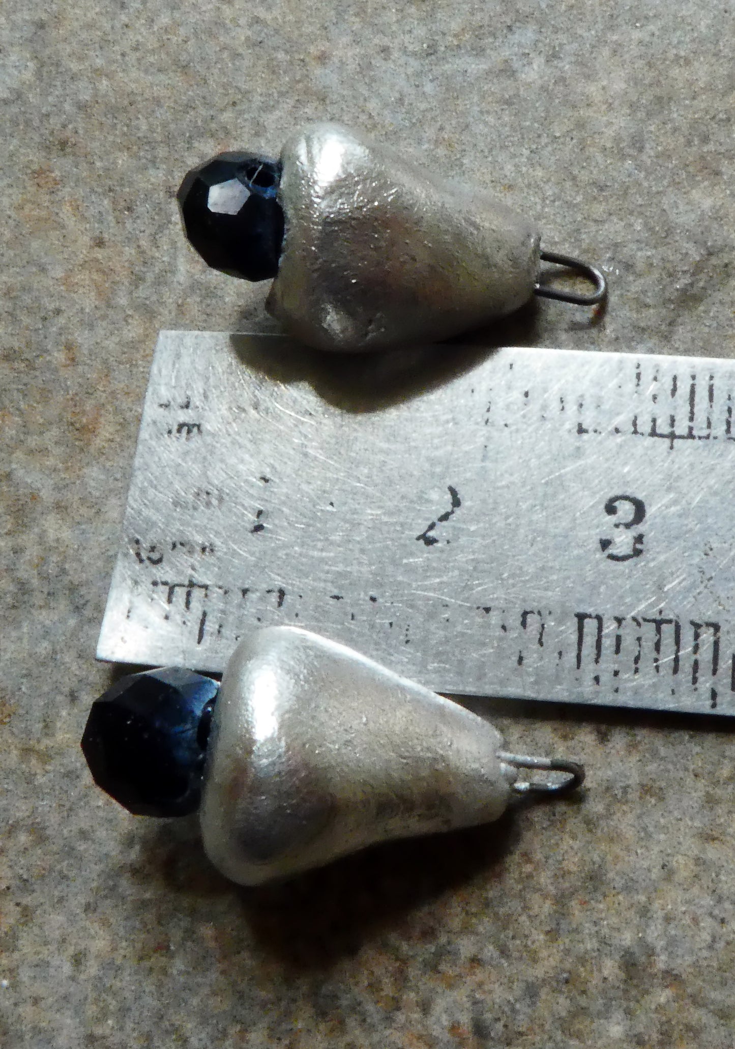 Ceramic Glassy Bead Cone Connectors - Fine Silver