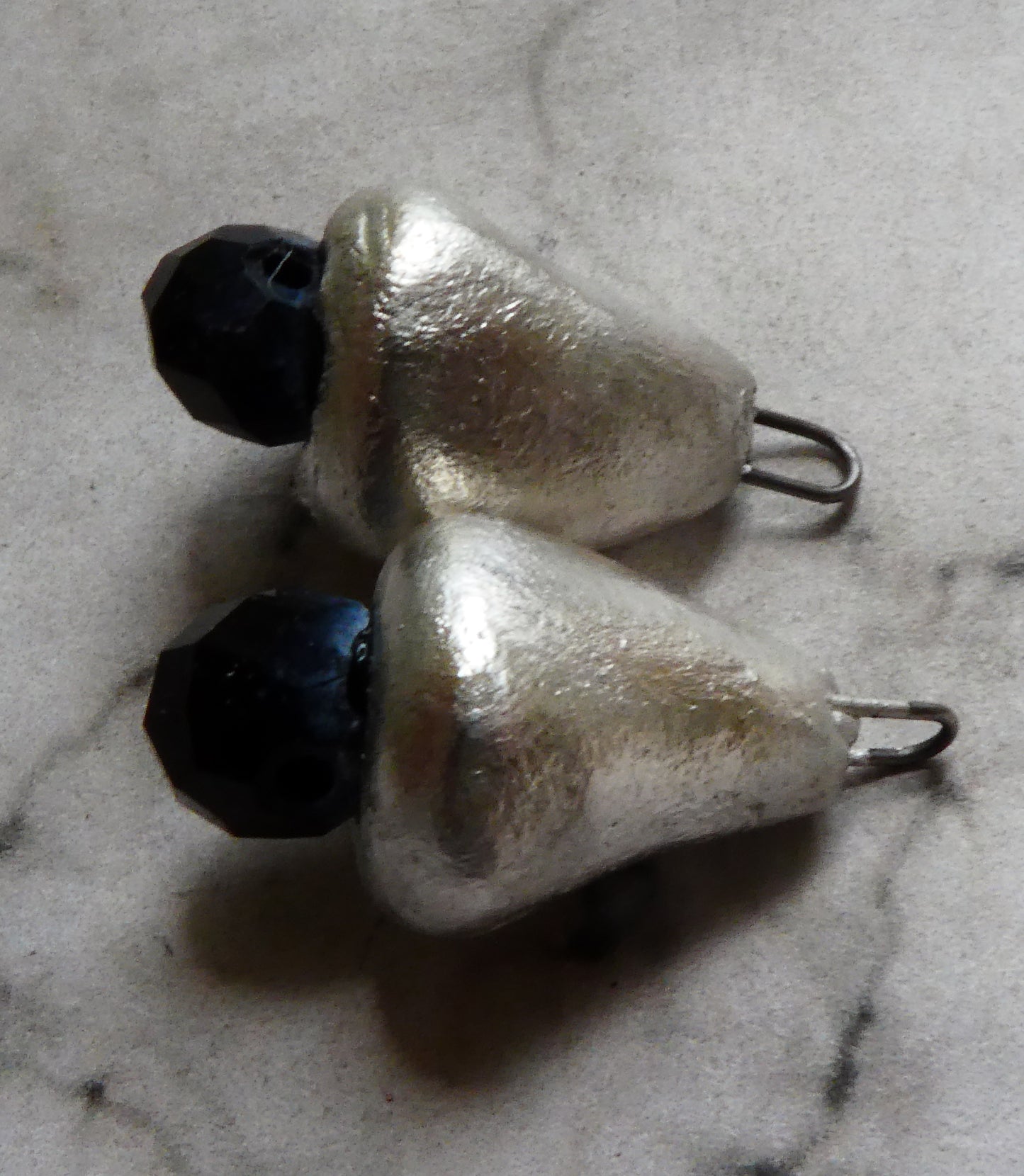 Ceramic Glassy Bead Cone Connectors - Fine Silver