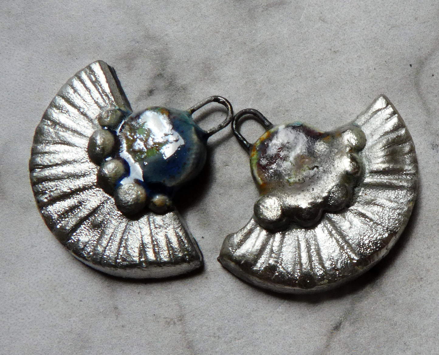 Ceramic Textured Half Disc Earring Charms - Outer Space