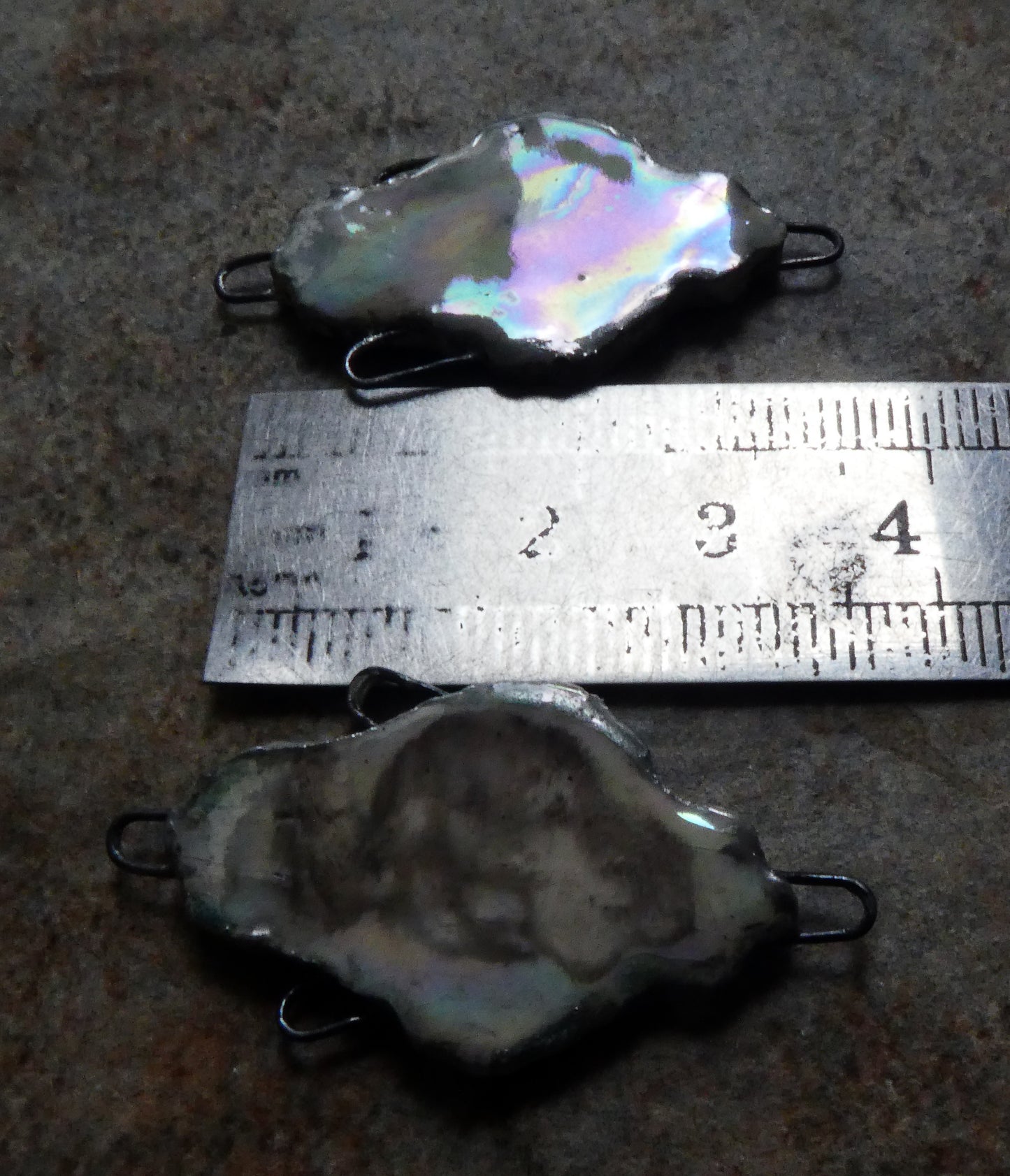 Porcelain Filligree Earring Connectors -Mottly Silver Grey