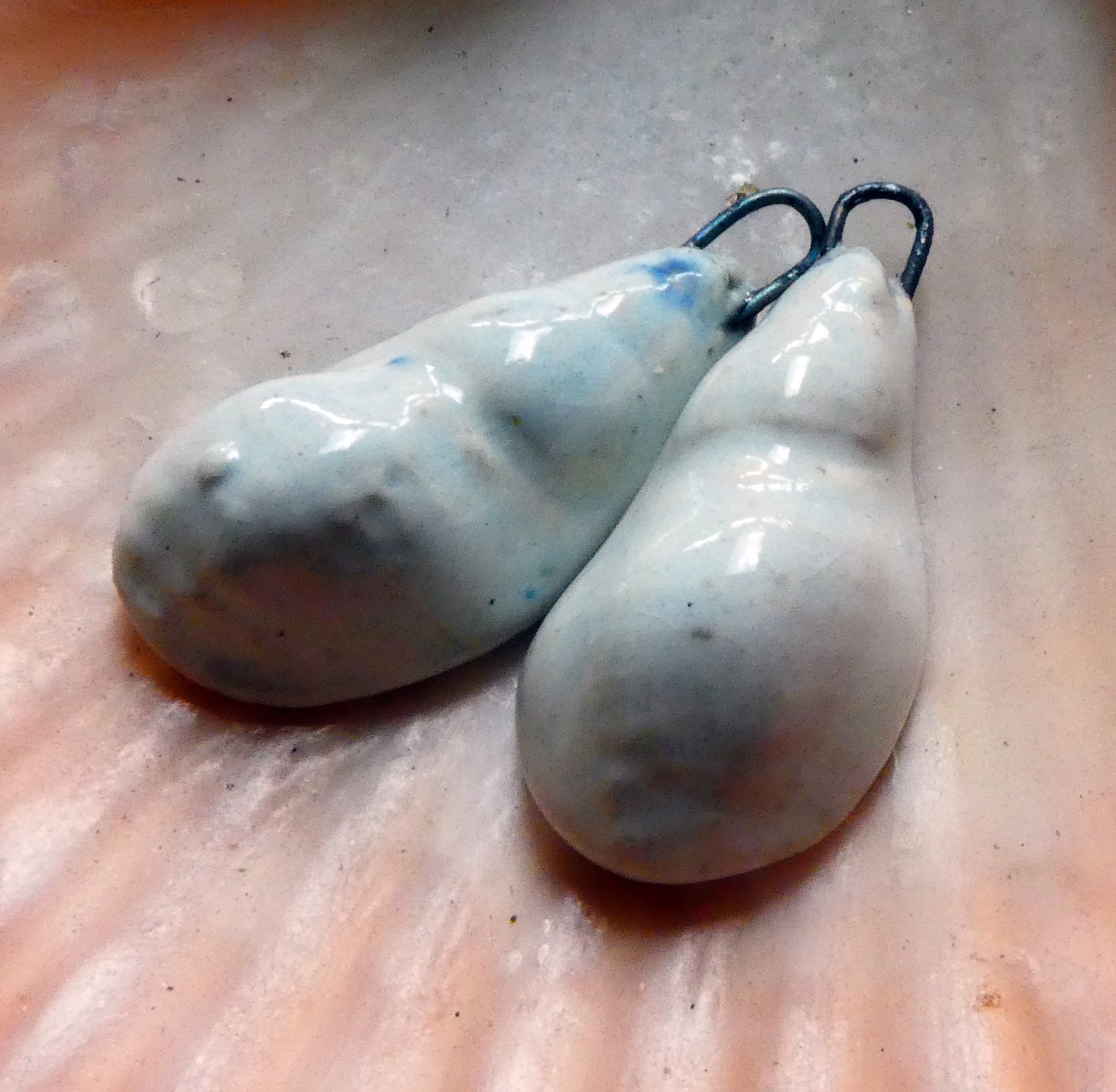 Ceramic Conical Shell Charms - Raku White