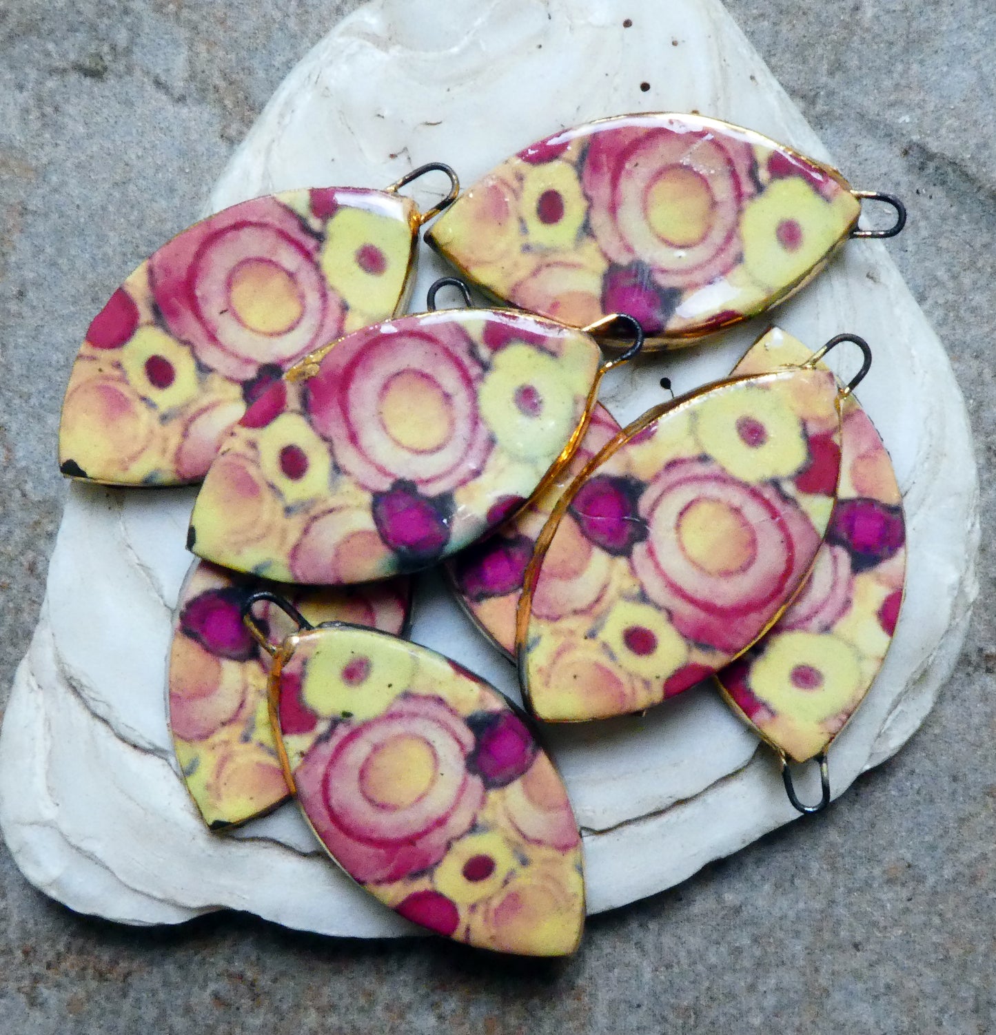 Ceramic Painted Drop Decal Earring Charms #6