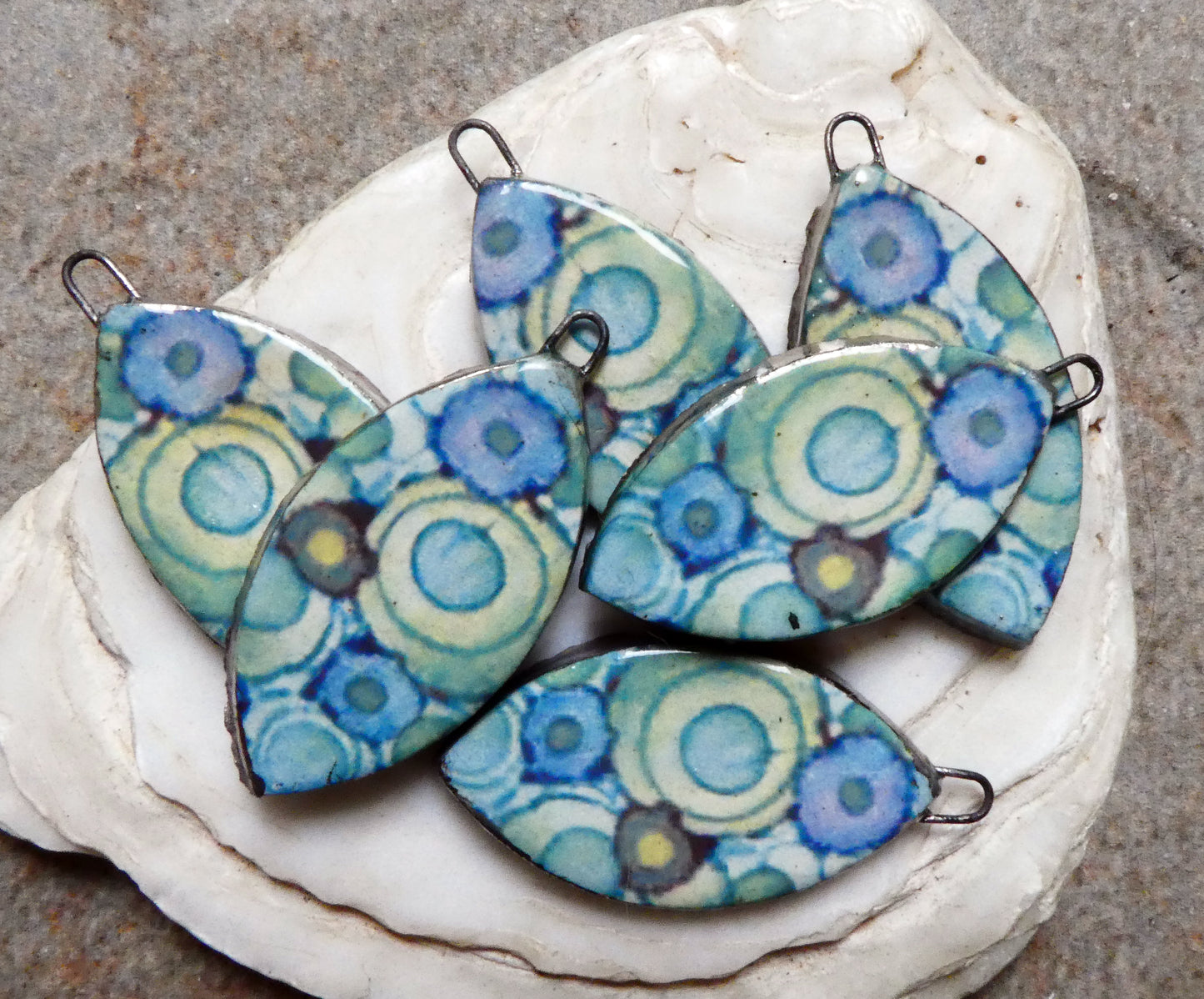 Ceramic Painted Drop Decal Earring Charms #4