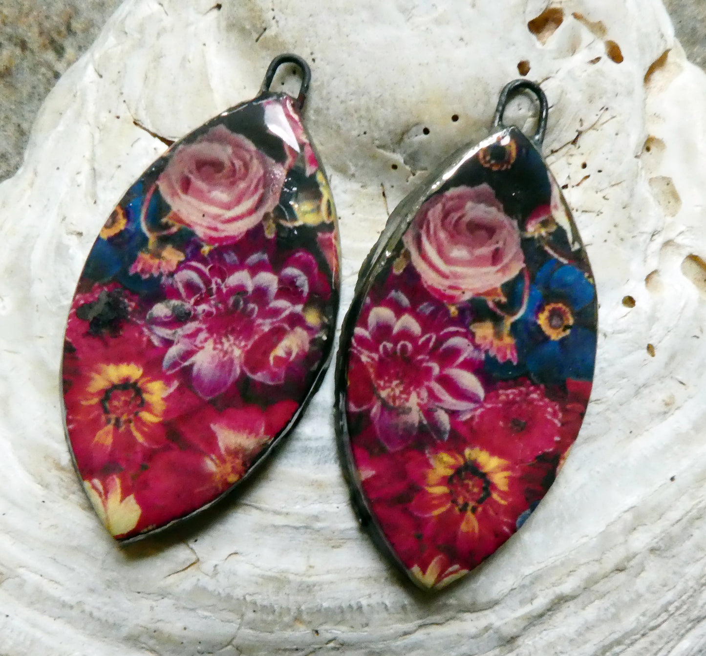 Ceramic Floral Pattern Decal Earring Drops #29