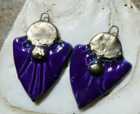 Ceramic Decorative Shield Charms - Dark Purple