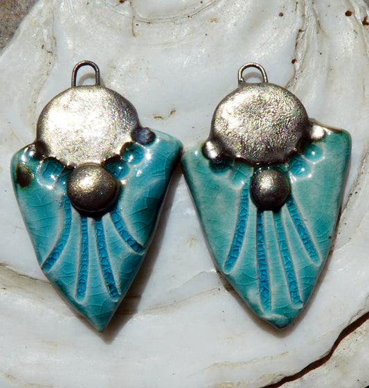 Ceramic Decorative Shield Charms - Topaz