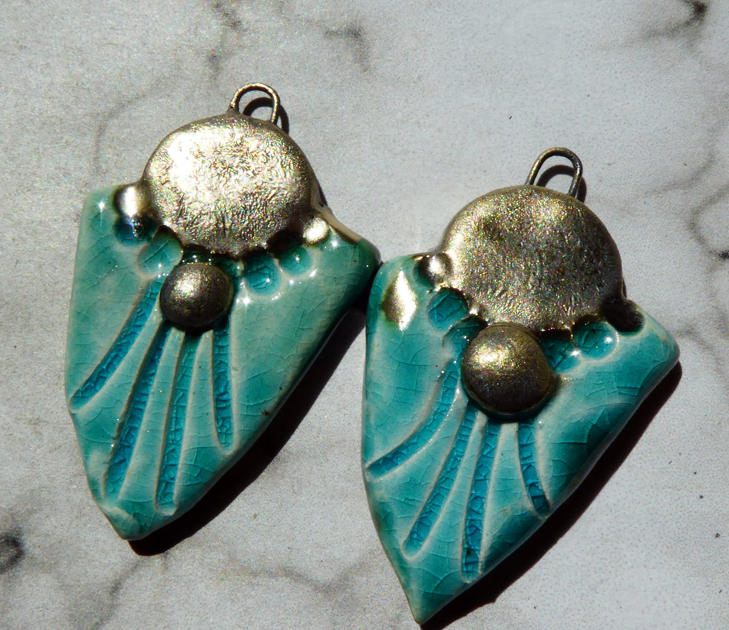 Ceramic Decorative Shield Charms - Topaz