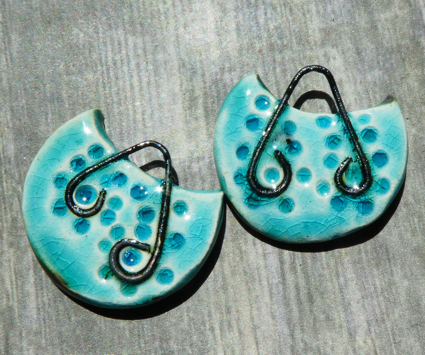 Ceramic Wire Embedded Charms - Topaz