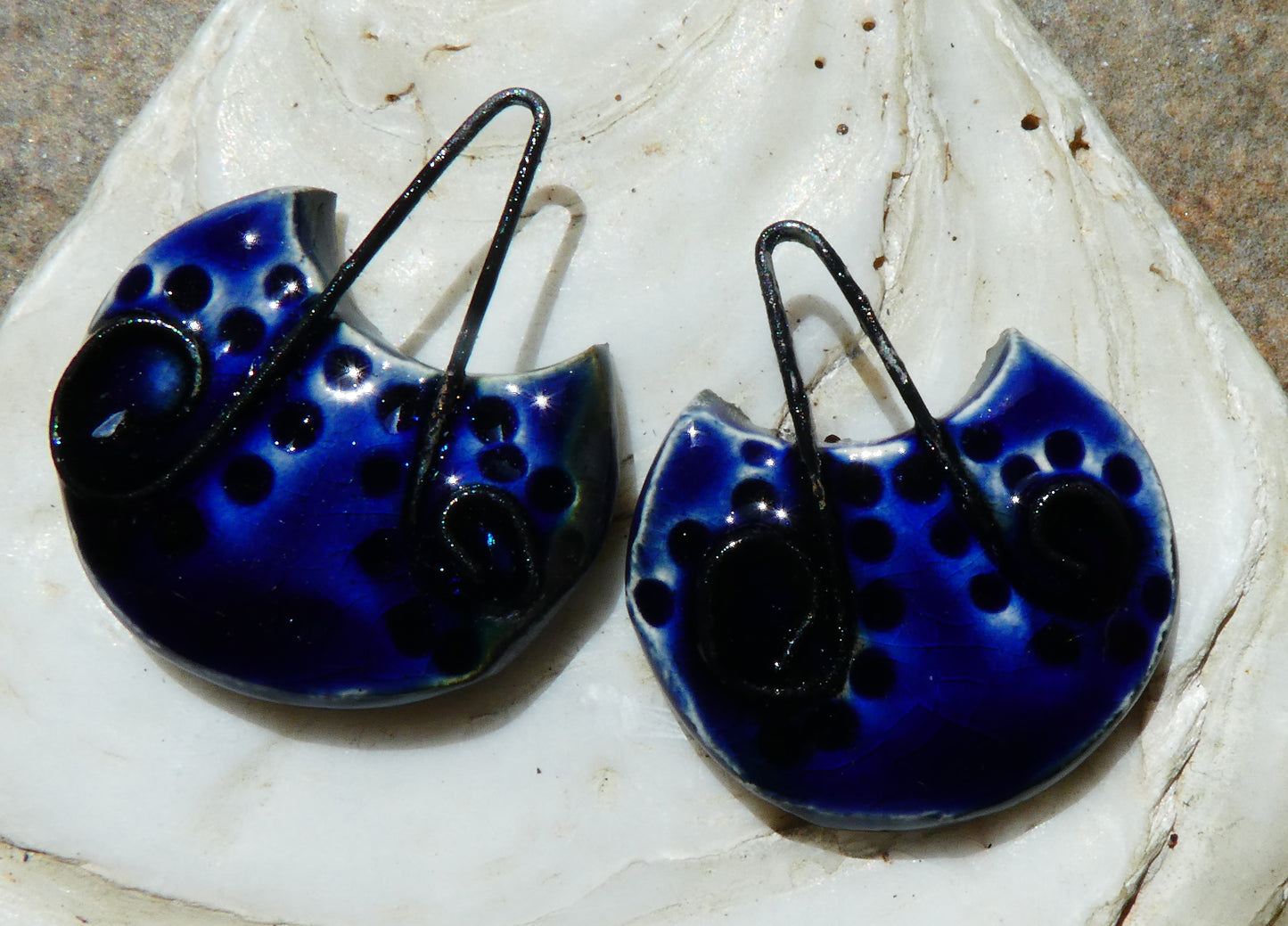 Ceramic Wire Embedded Charms - Mirror Blue