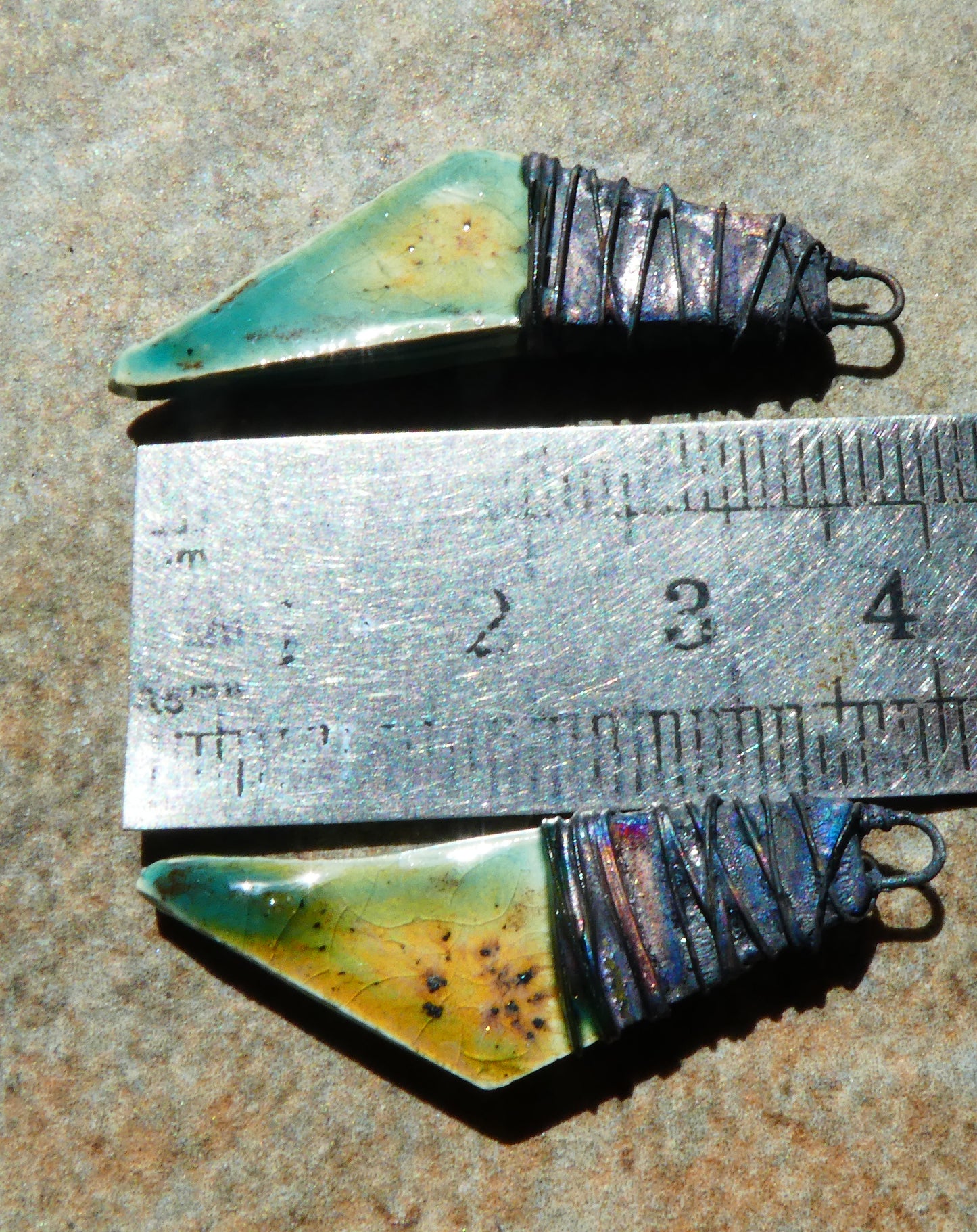 Ceramic Wire Wrapped Stone Cut Earring Charms -Lotus Blossom