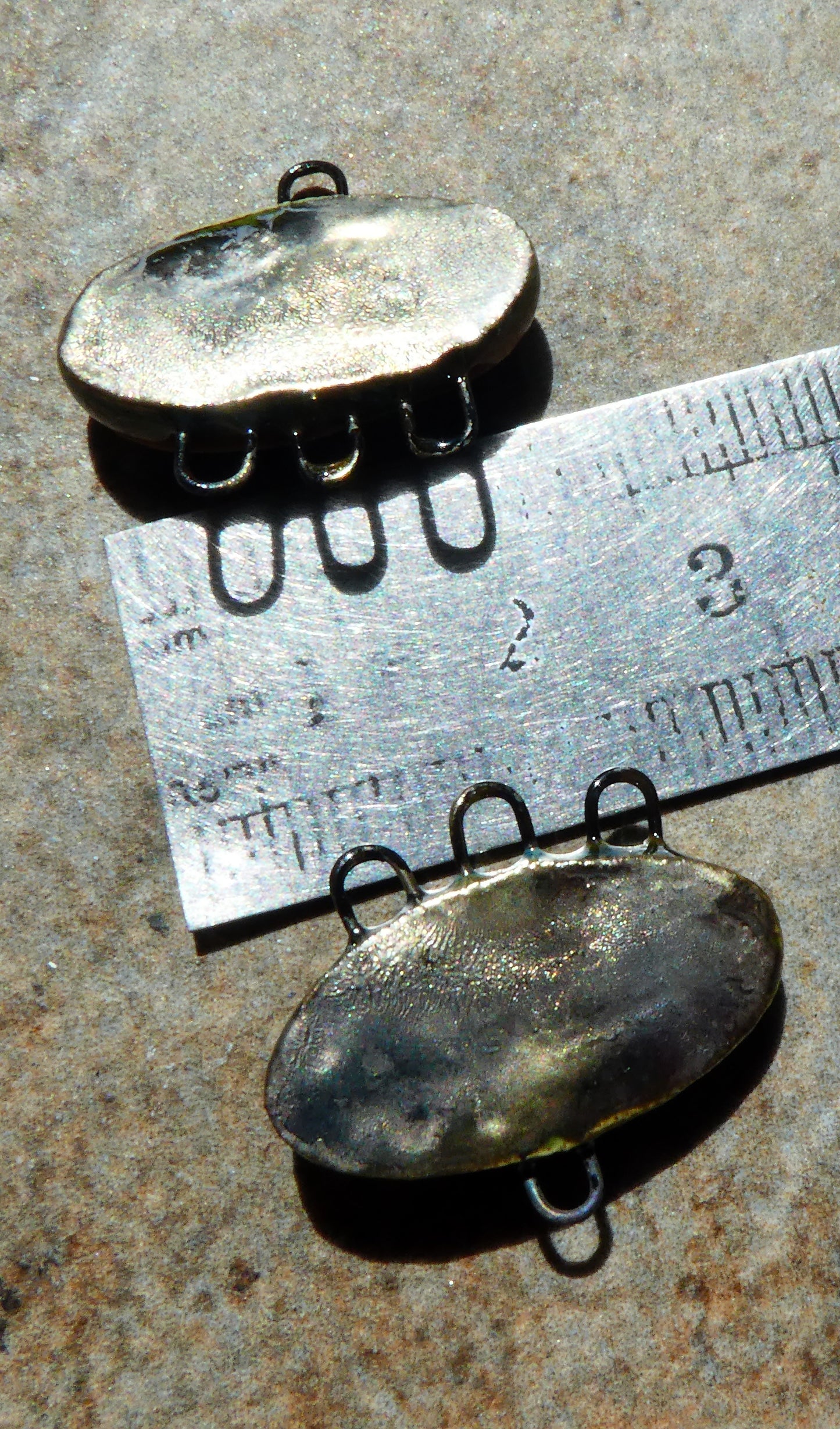 Ceramic Bobbled Three Hoop Earring Connectors - Red