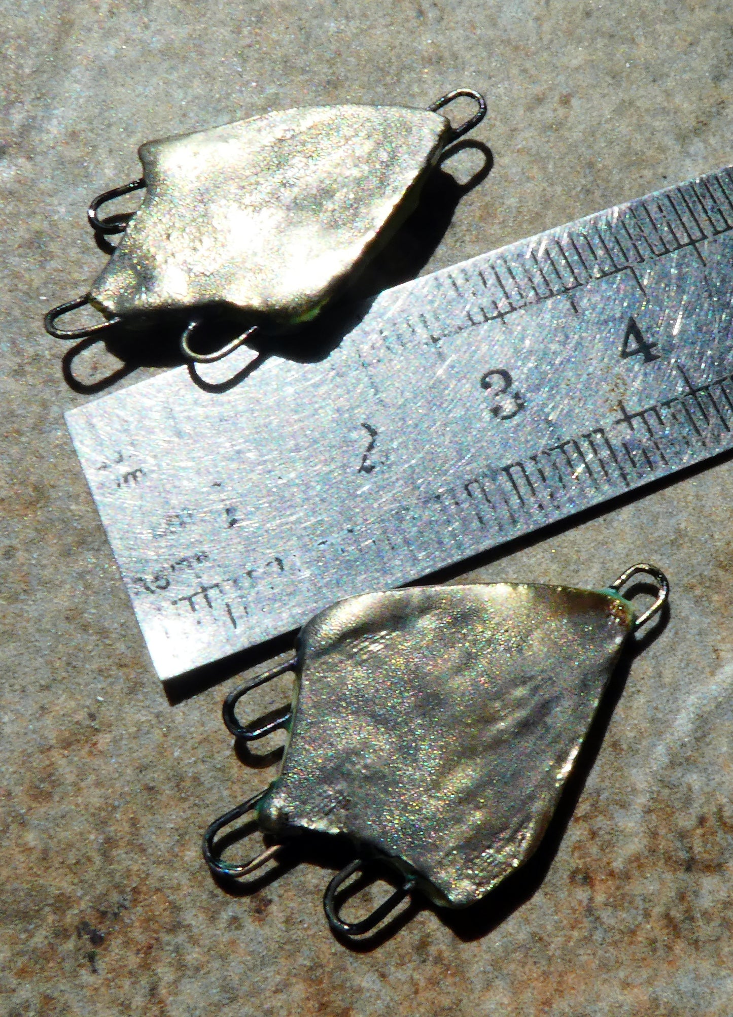 Ceramic Decorative Three Hoop Earring Connectors - Platinum