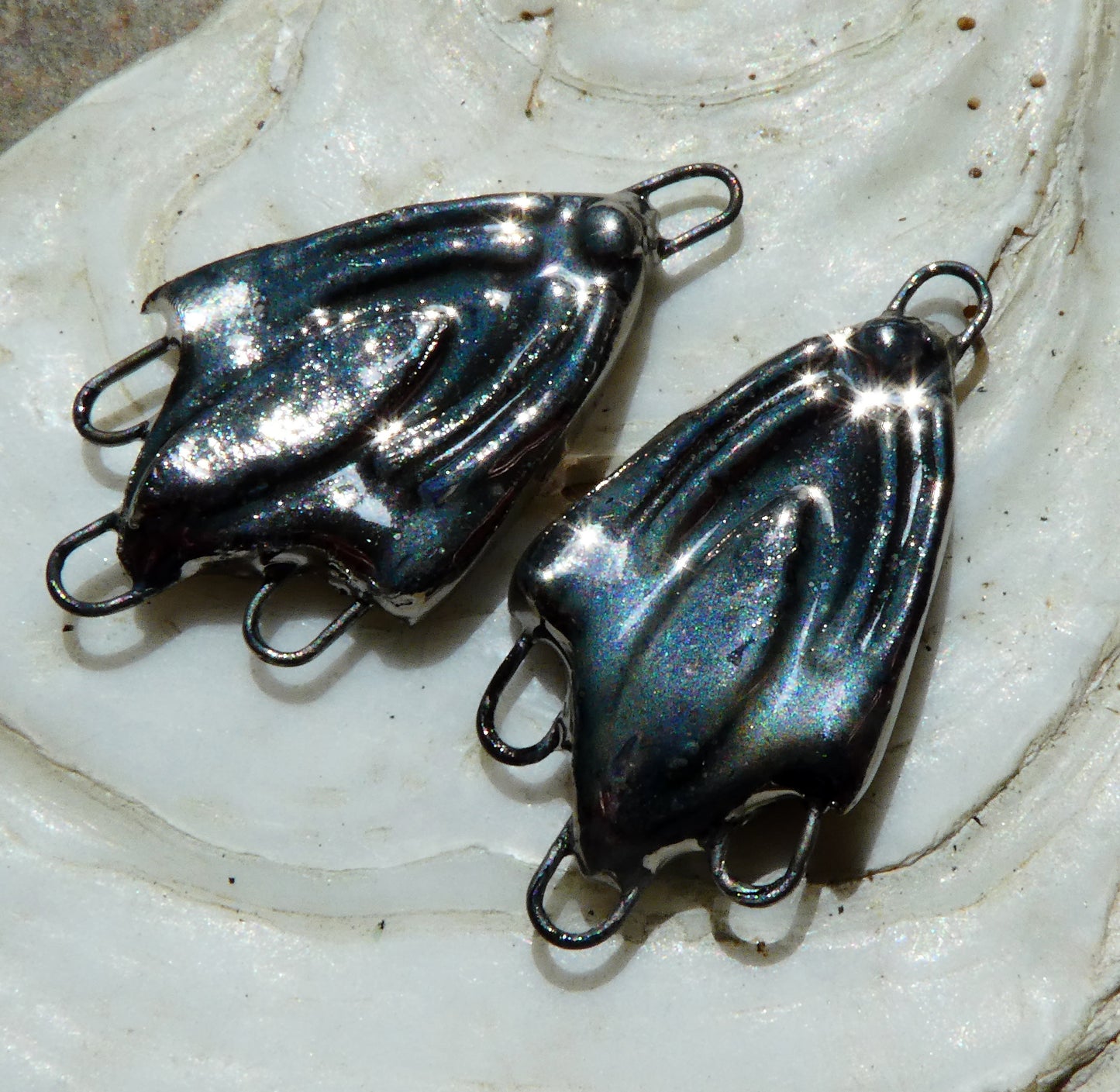 Ceramic Decorative Three Hoop Earring Connectors - Platinum