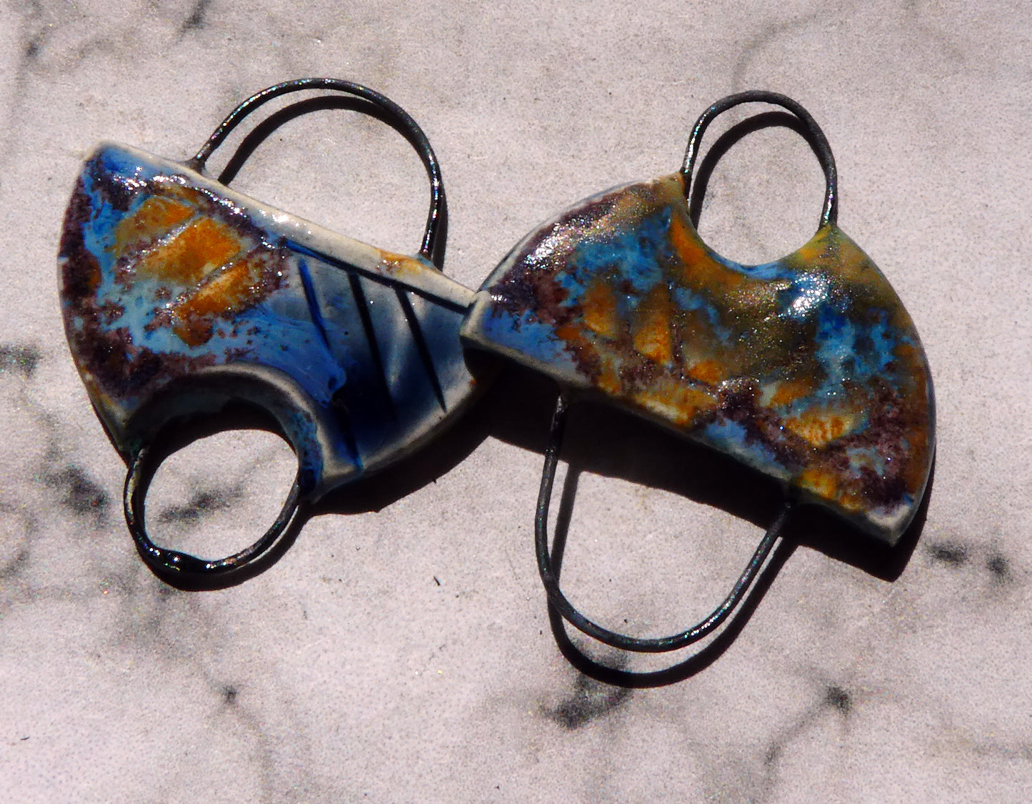 Ceramic Semi Circle Earring Connectors - Outer Space