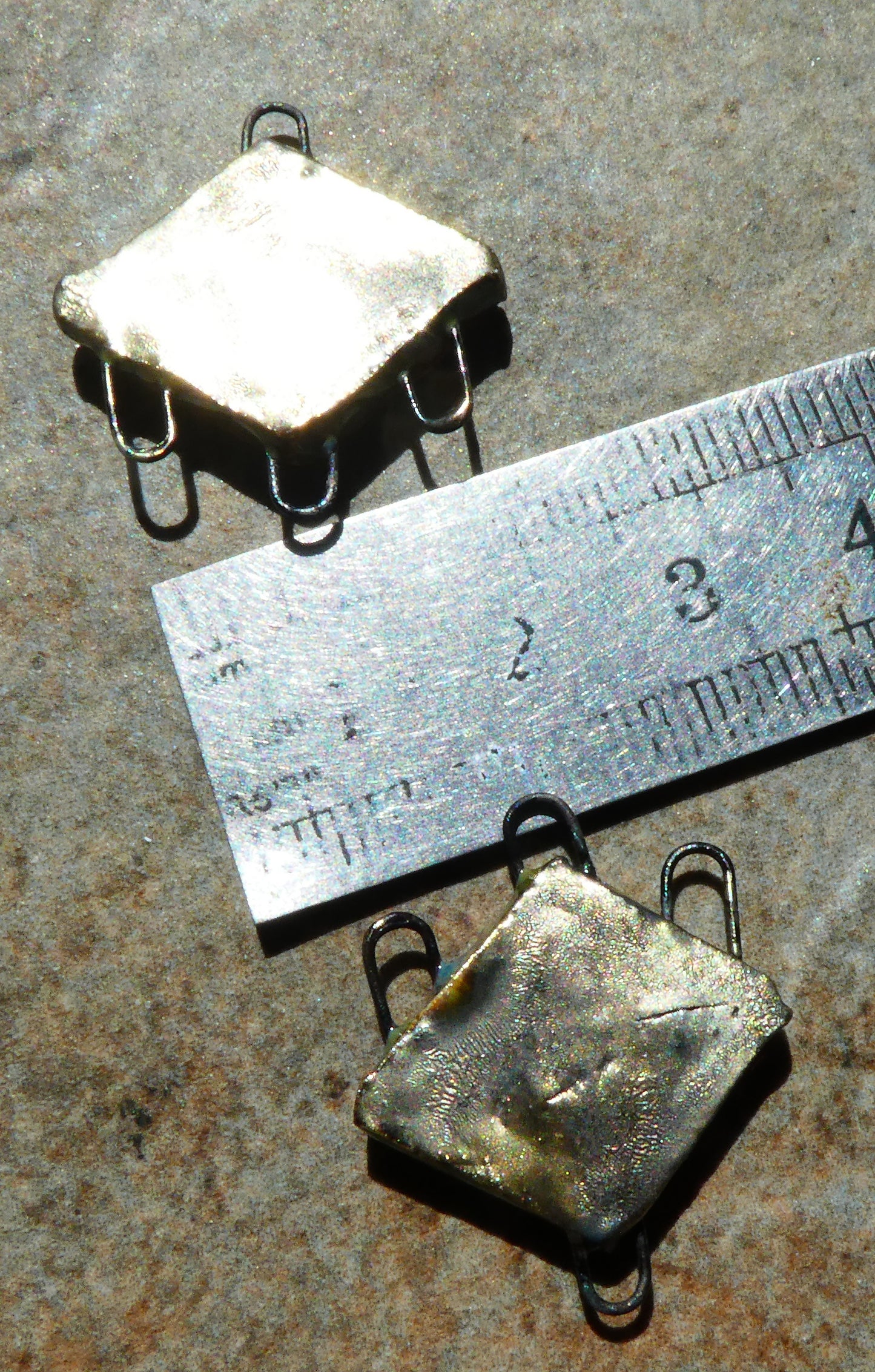 Ceramic Textured Diamond Earring Connectors -Amber Ash