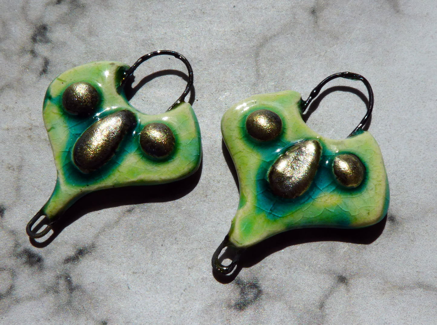Ceramic Moulded Lotus Earring Connectors -Lime