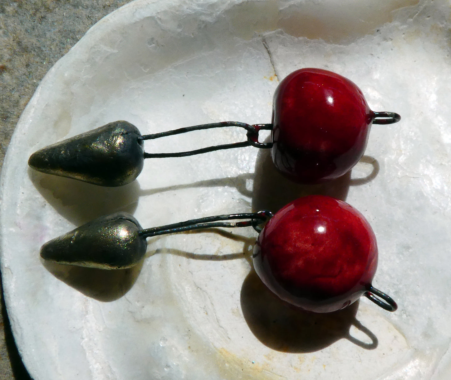 Ceramic Bobbly Dangles -Red