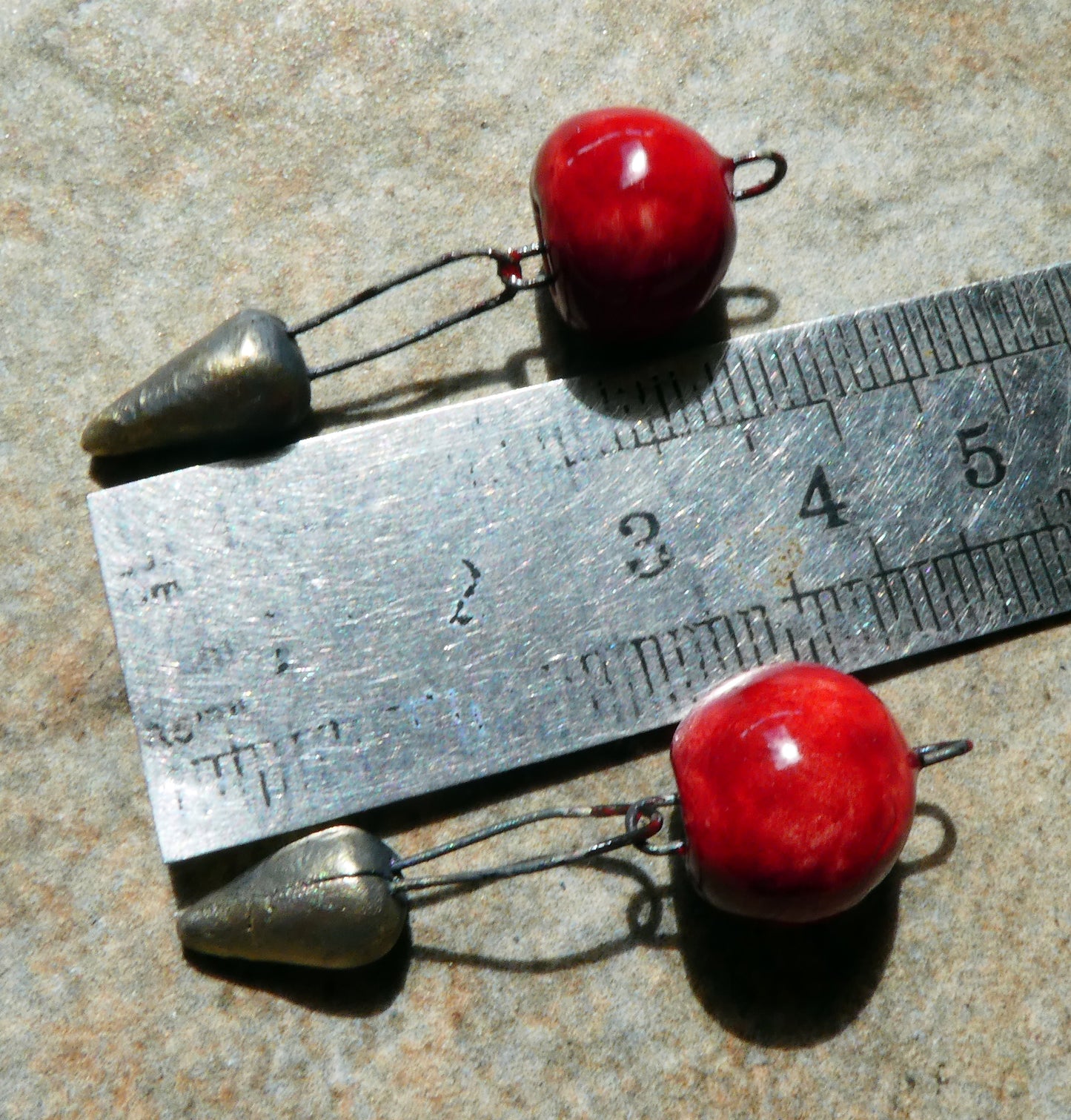Ceramic Bobbly Dangles -Red