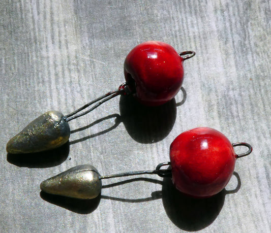 Ceramic Bobbly Dangles -Red
