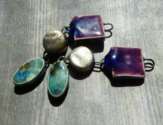 Ceramic Dual Colour Dangles - Royal Fantasy and Mystic Jade