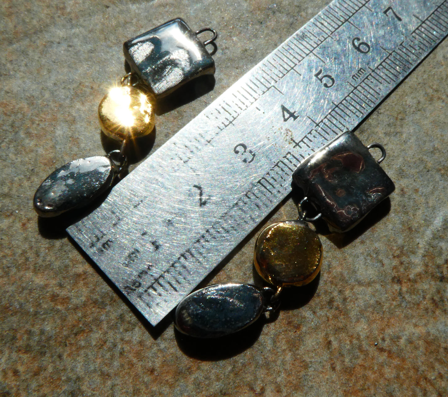 Ceramic Dual Colour Dangles - Platinum and Gold