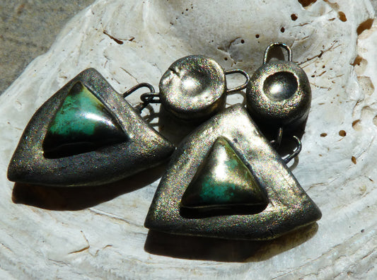 Ceramic Bronzy Moulded Shield Dangles - Supernova