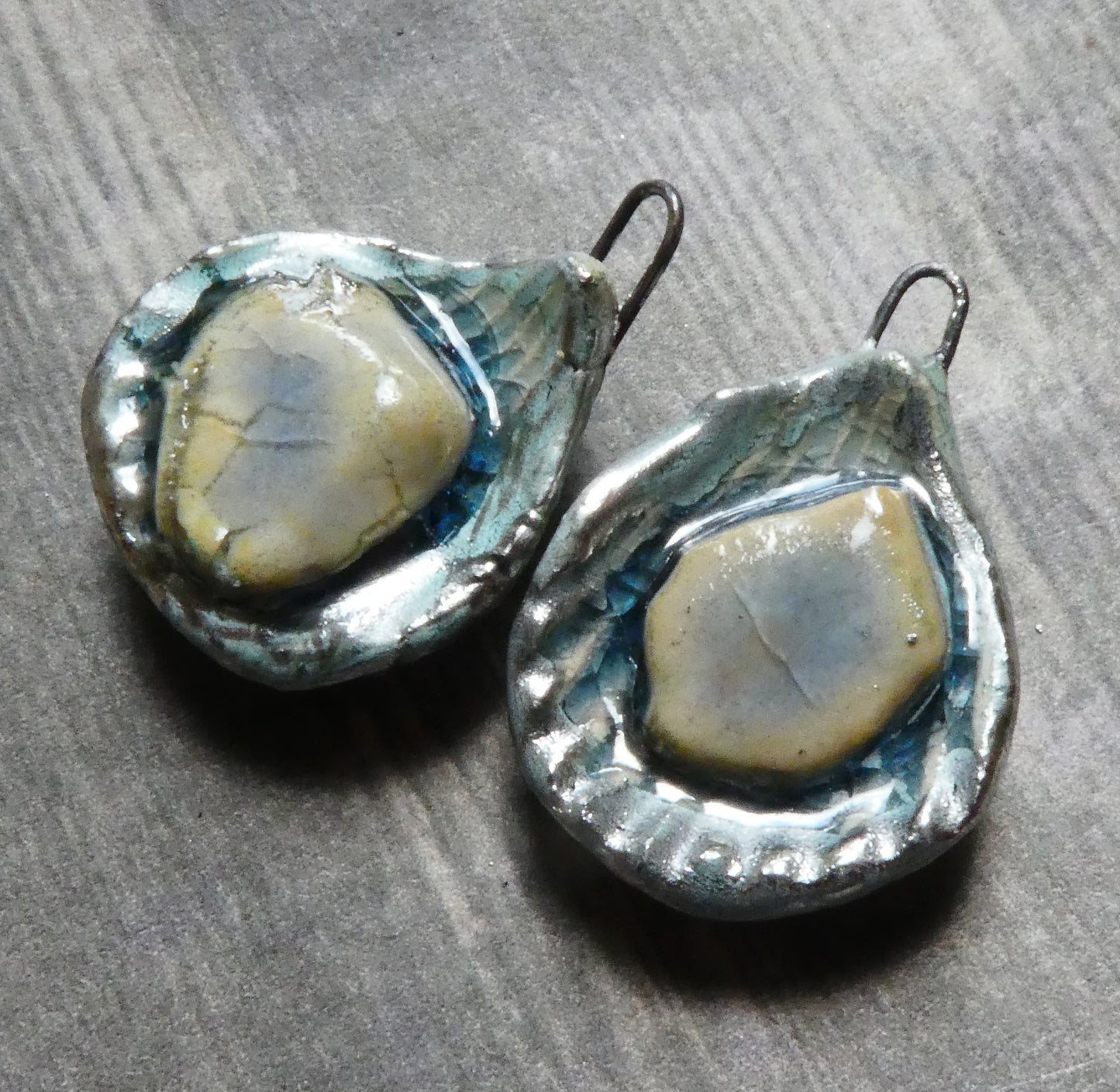 Ceramic Seaglass Shell Charms #1