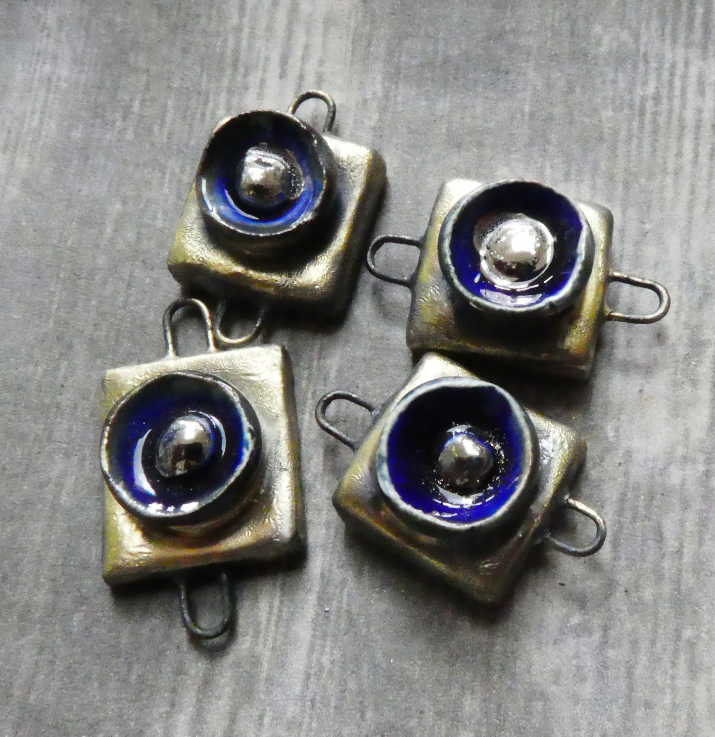 Ceramic Cup Connectors -Mirror Blue