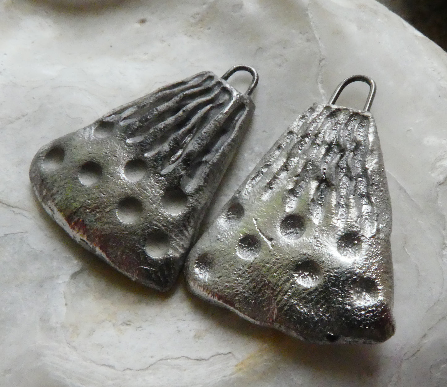 Ceramic Silver Wedge Charms #1