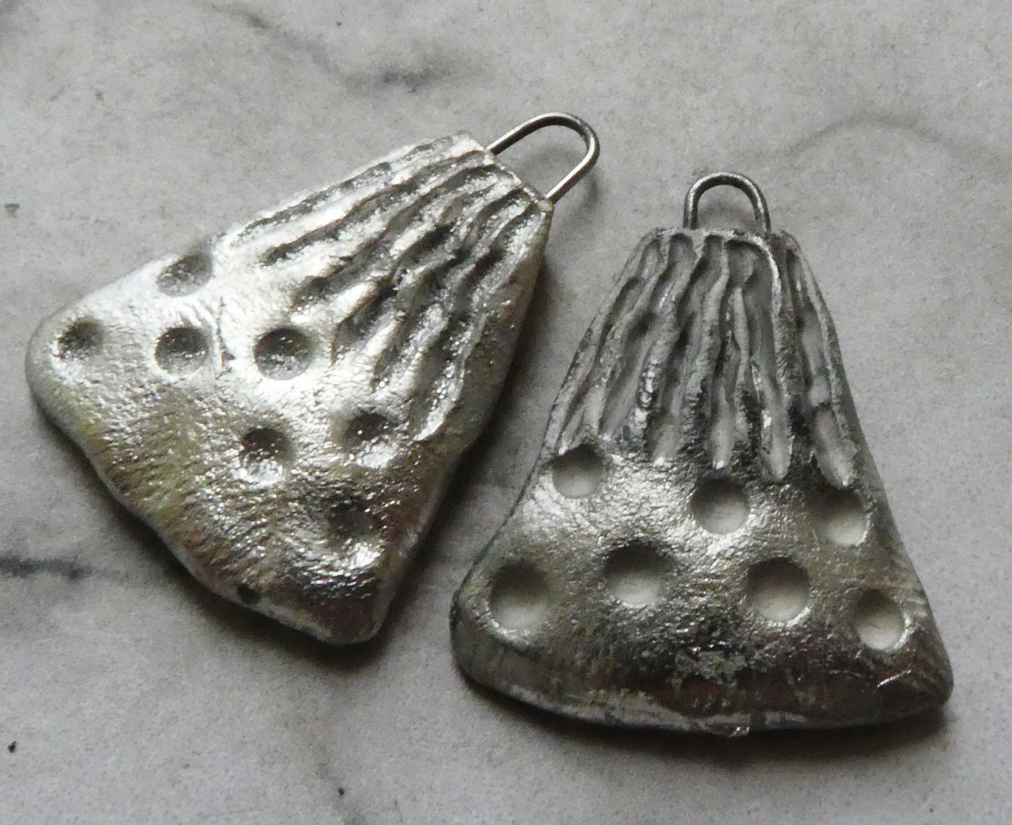 Ceramic Silver Wedge Charms #1