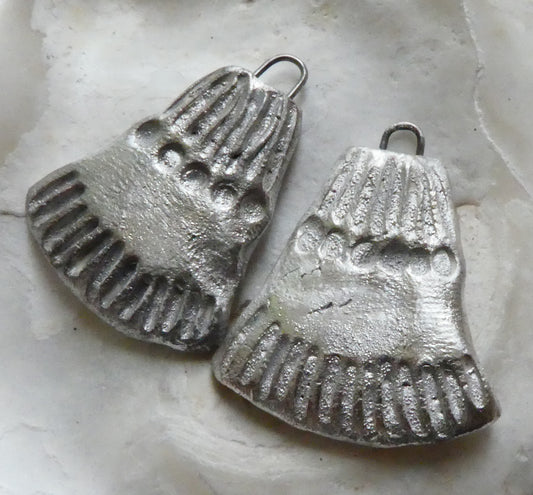 Ceramic Silver Wedge Charms #2