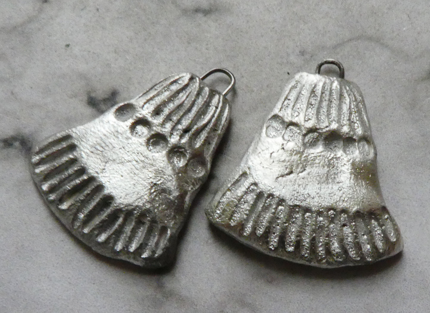 Ceramic Silver Wedge Charms #2