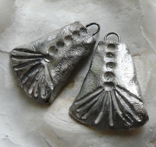 Ceramic Silver Wedge Charms #3