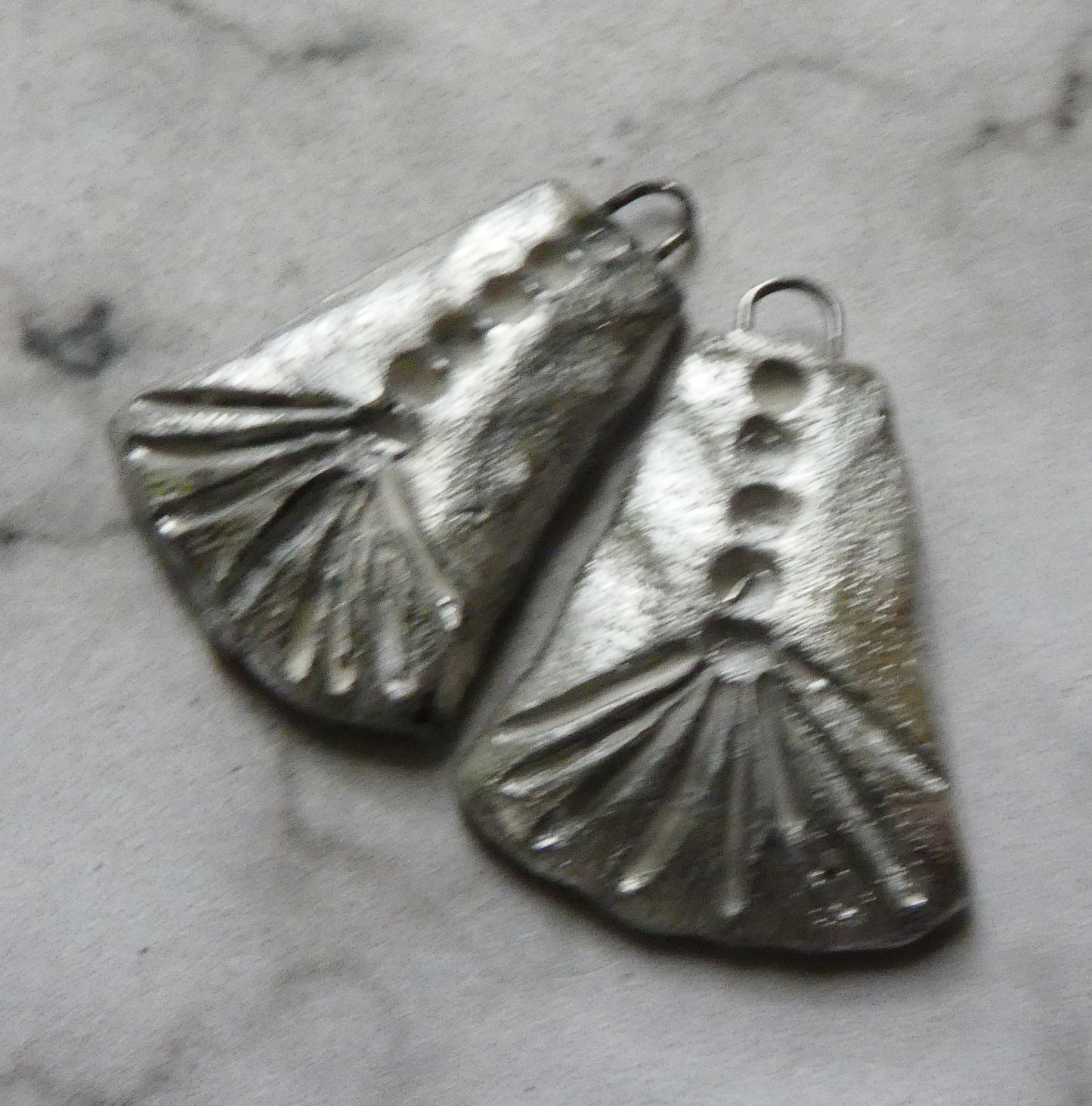 Ceramic Silver Wedge Charms #3