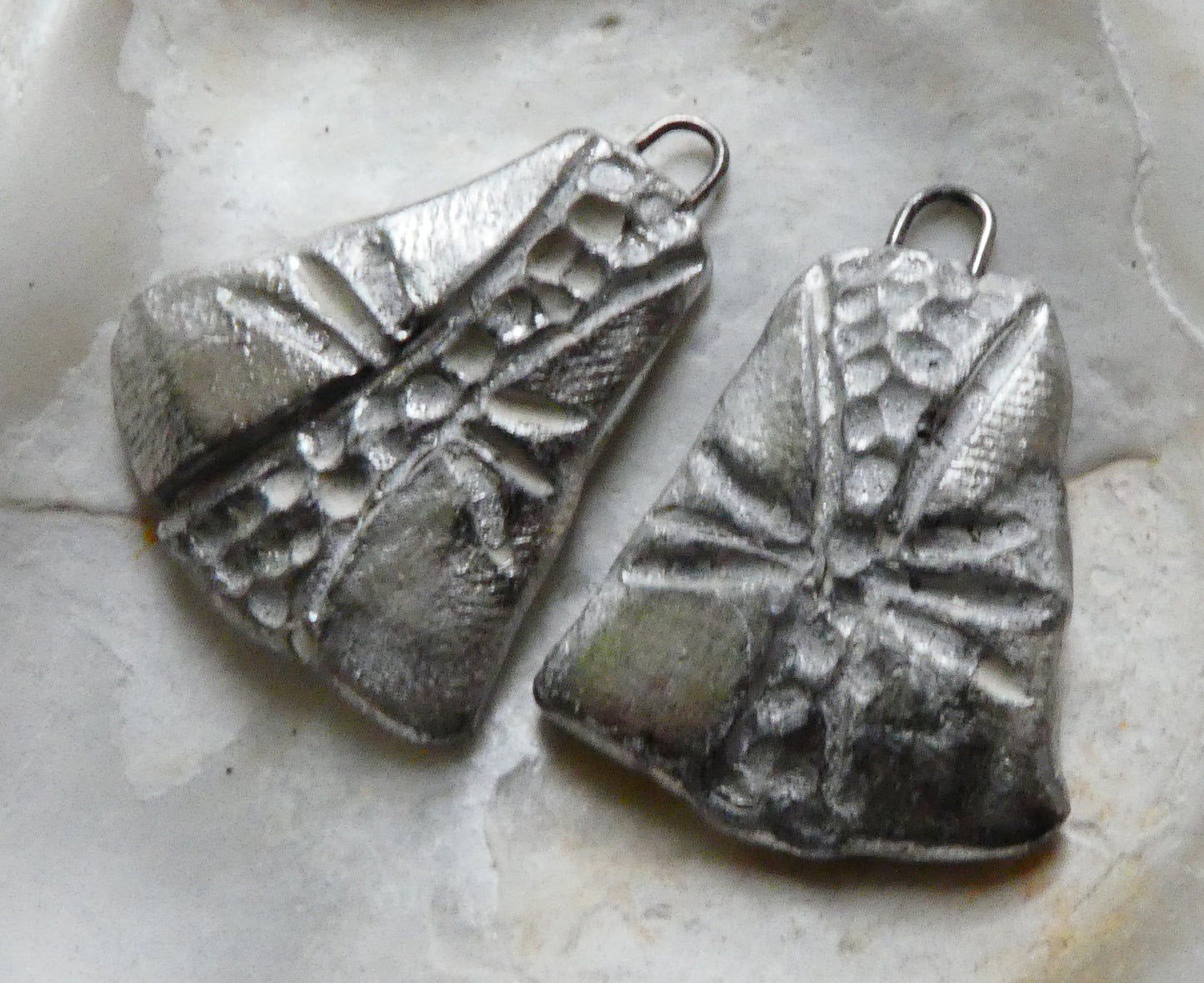 Ceramic Silver Wedge Charms #5