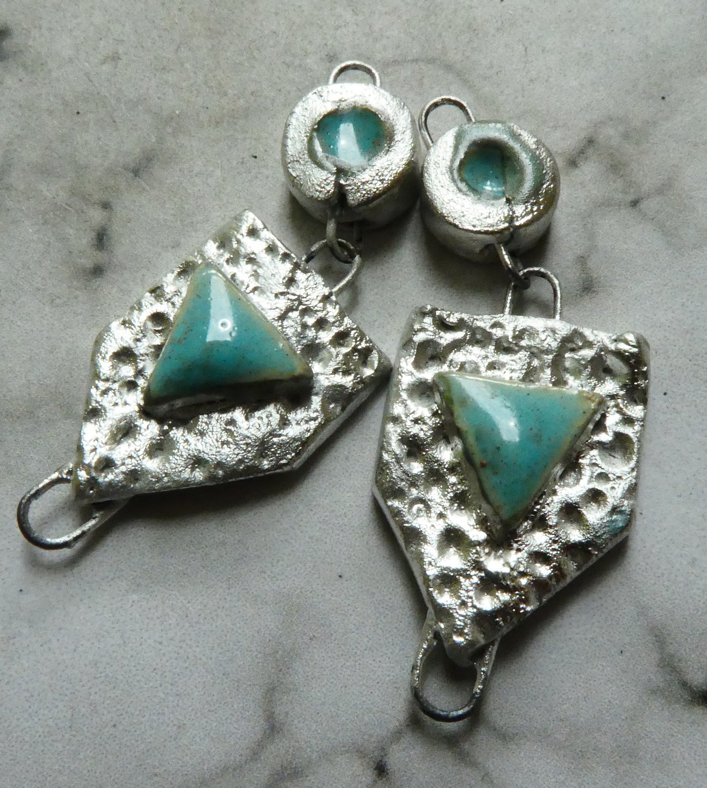 Ceramic Silver Moulded Connectors - Larimar