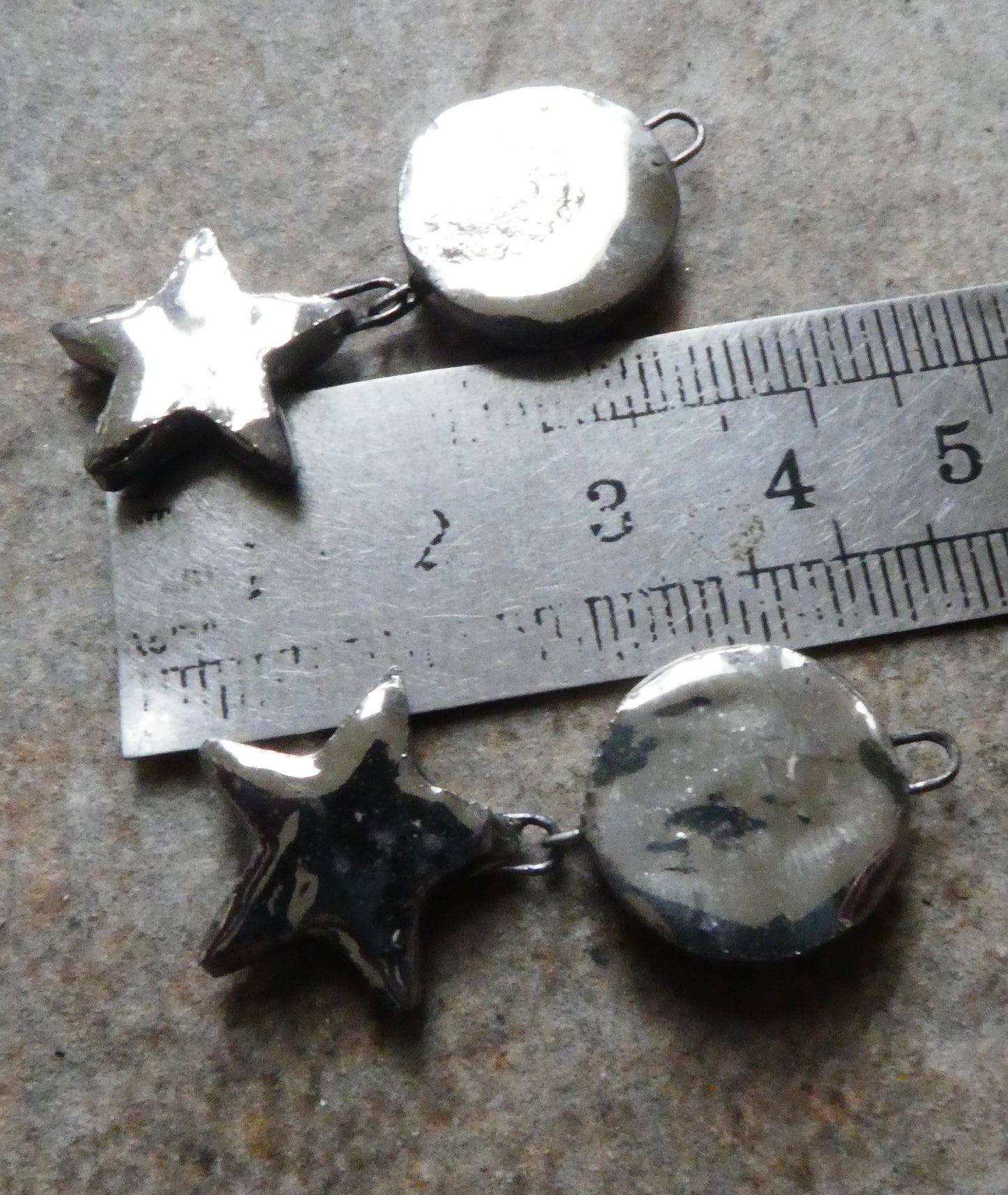 Ceramic Vintage Sun and Moon Decal and Star Earring Dangles #1