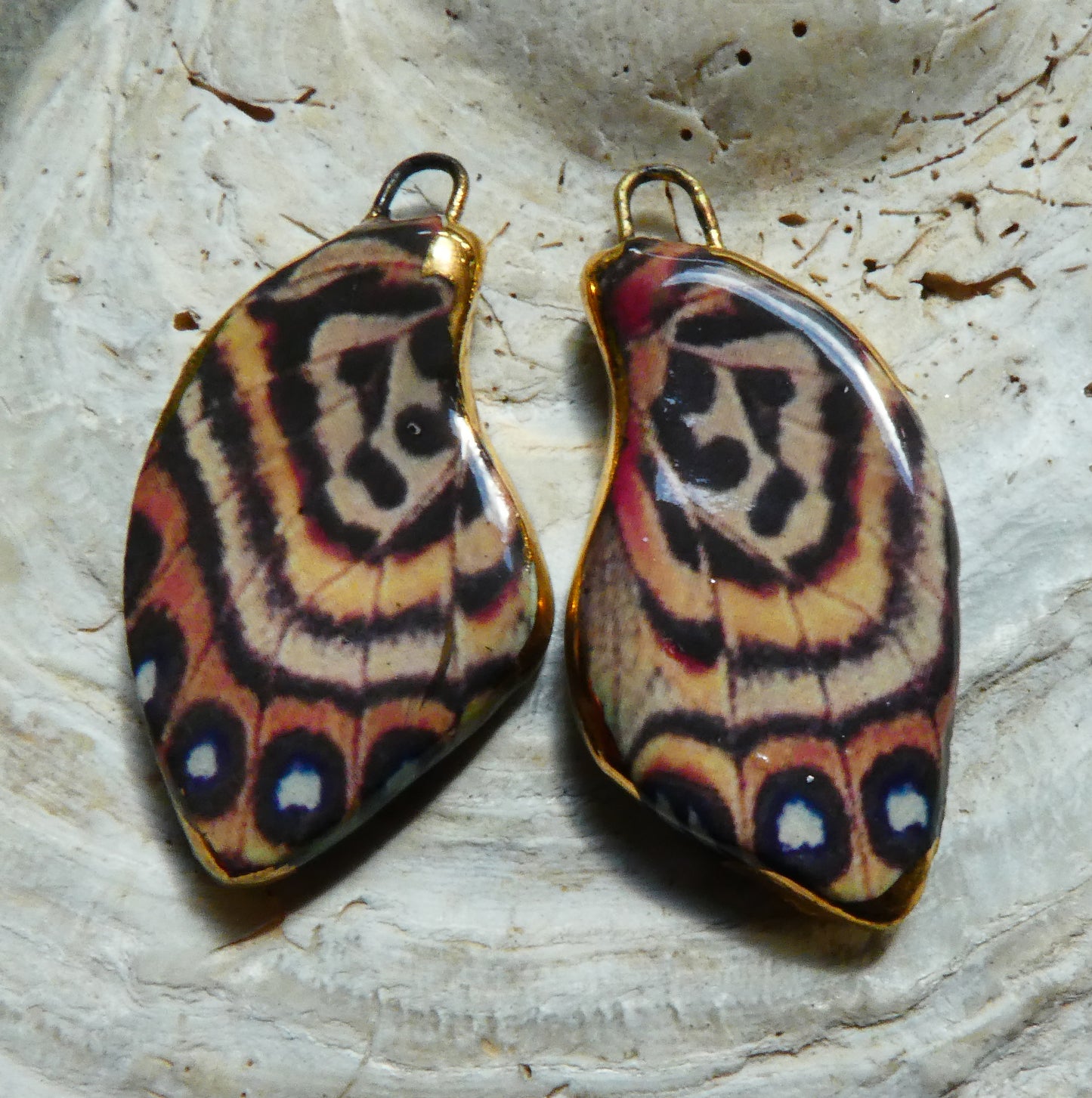 Ceramic Decal Butterfly Wing Earring Charms #1