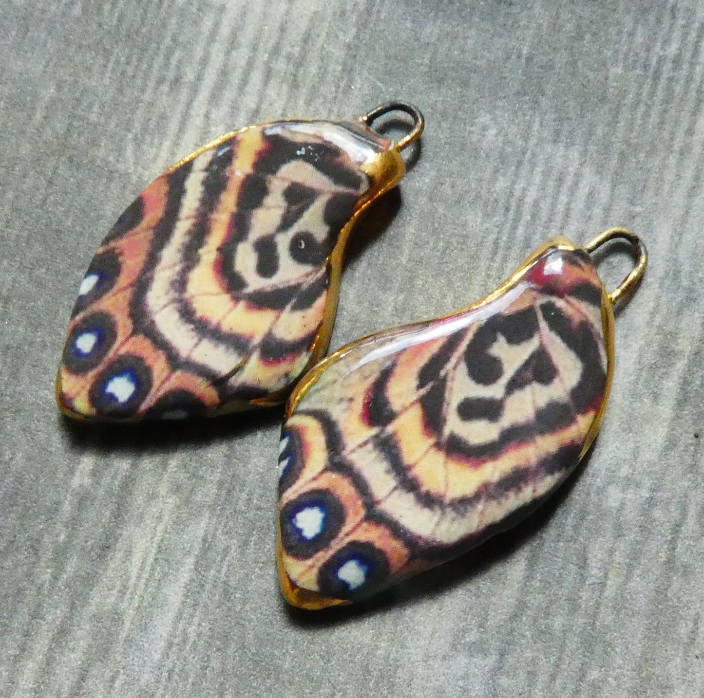 Ceramic Decal Butterfly Wing Earring Charms #1