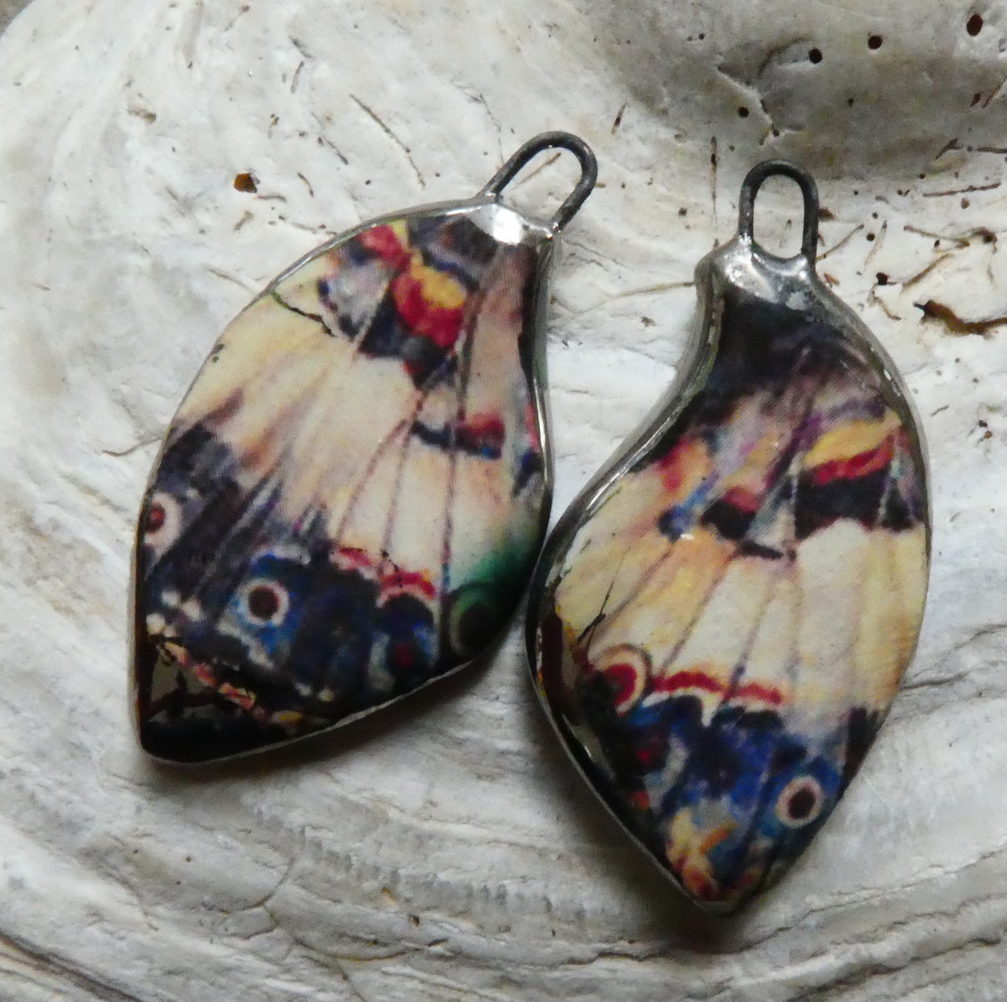 Ceramic Decal Butterfly Wing Earring Charms #10