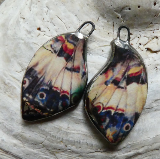 Ceramic Decal Butterfly Wing Earring Charms #10