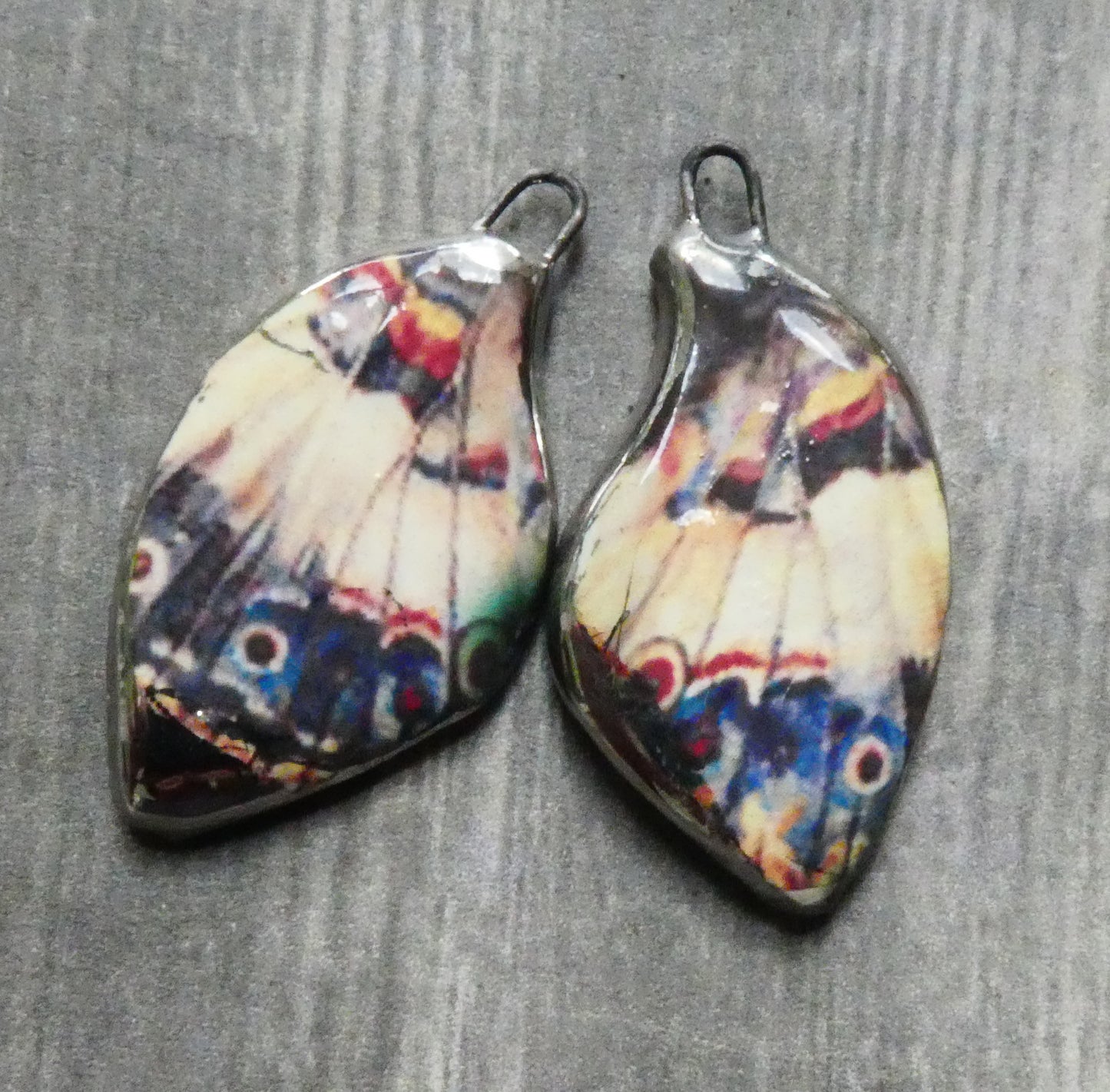 Ceramic Decal Butterfly Wing Earring Charms #10