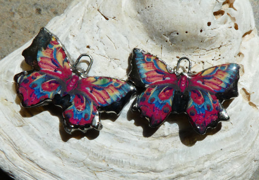 Ceramic Decal Butterfly Earring Charms - #7