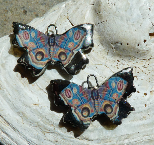 Ceramic Decal Butterfly Earring Charms - #8