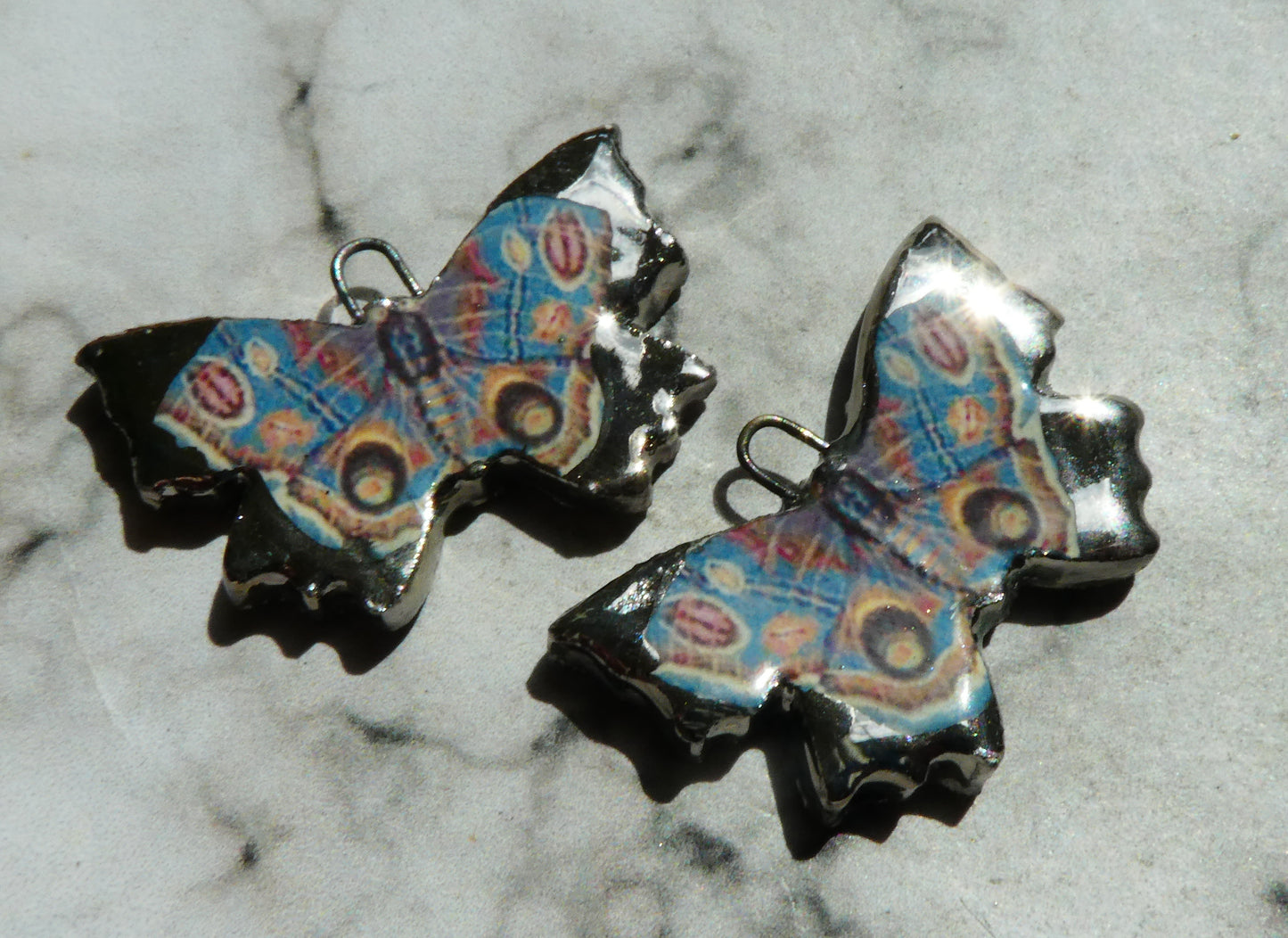 Ceramic Decal Butterfly Earring Charms - #8
