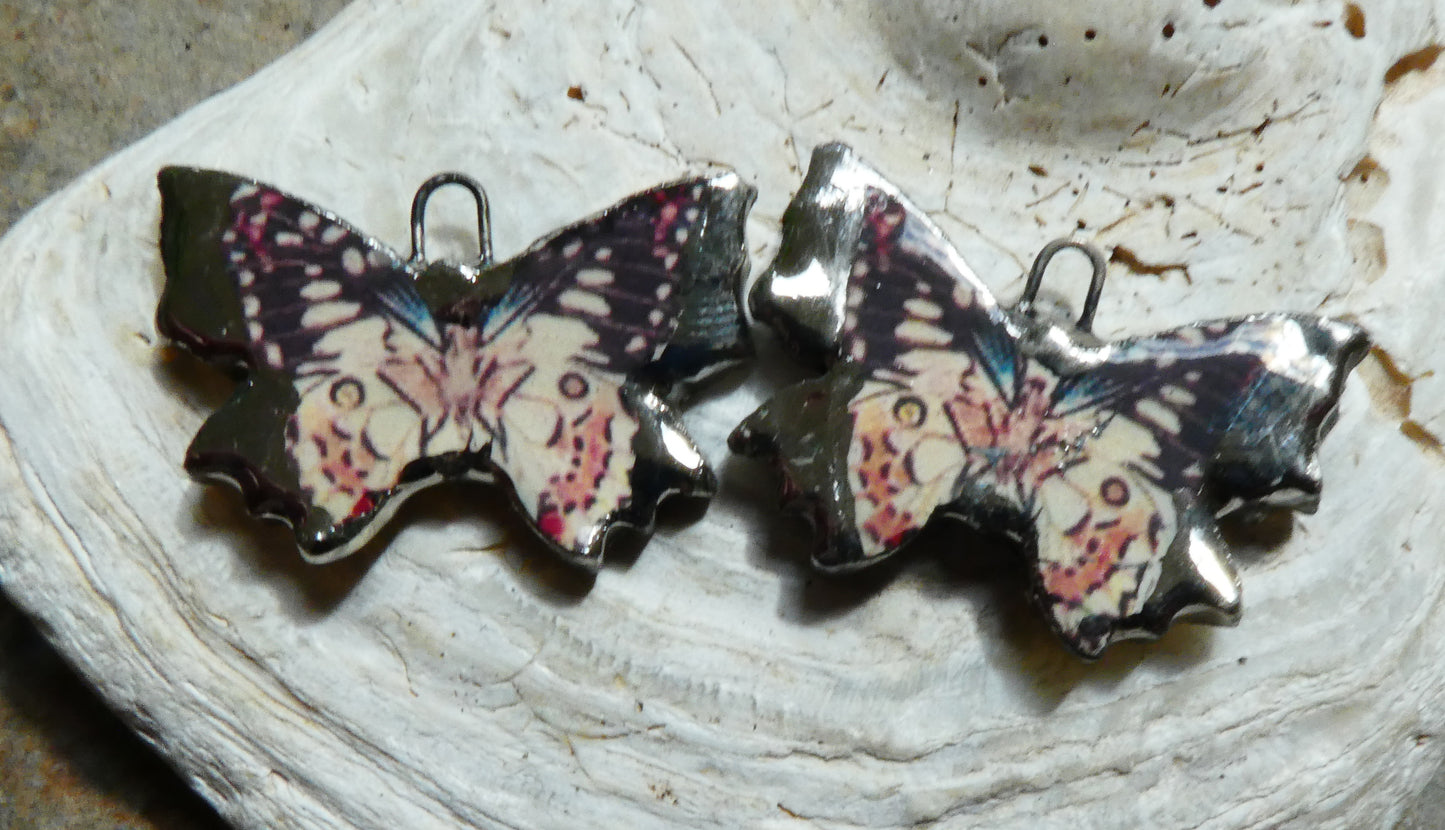 Ceramic Decal Butterfly Earring Charms - #10
